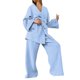 thumbnail image 1 of VISgogo Conjuntos de pijamas para mujer, cárdigan de manga larga de color sólido con cinturón + conjunto de pantalones largos elásticos de cintura alta VISgogo  moda, 1 of 6