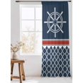 thumbnail image 3 of Sheer Curtains 108 Inches Long, Navy Blue Coastal Semi Sheer Curtains Light Filtering Window Treatment, Nautical Ocean Sea Rudder Abstract Art Privacy Voile Drapes for Living Room 52x108 Inch, 3 of 7