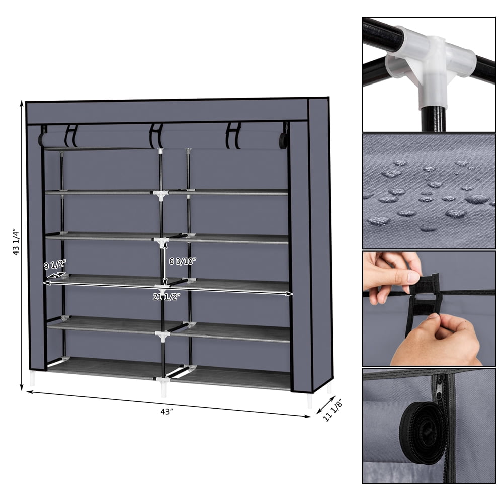 Lowestbest 64" Portable Closet Wardrobe, Storage Organizer Clothes Rack with Shelves, Gray Lowestbest 64" Portable Closet Wardrobe, Storage Organizer Clothes Rack with Shelves, Gray