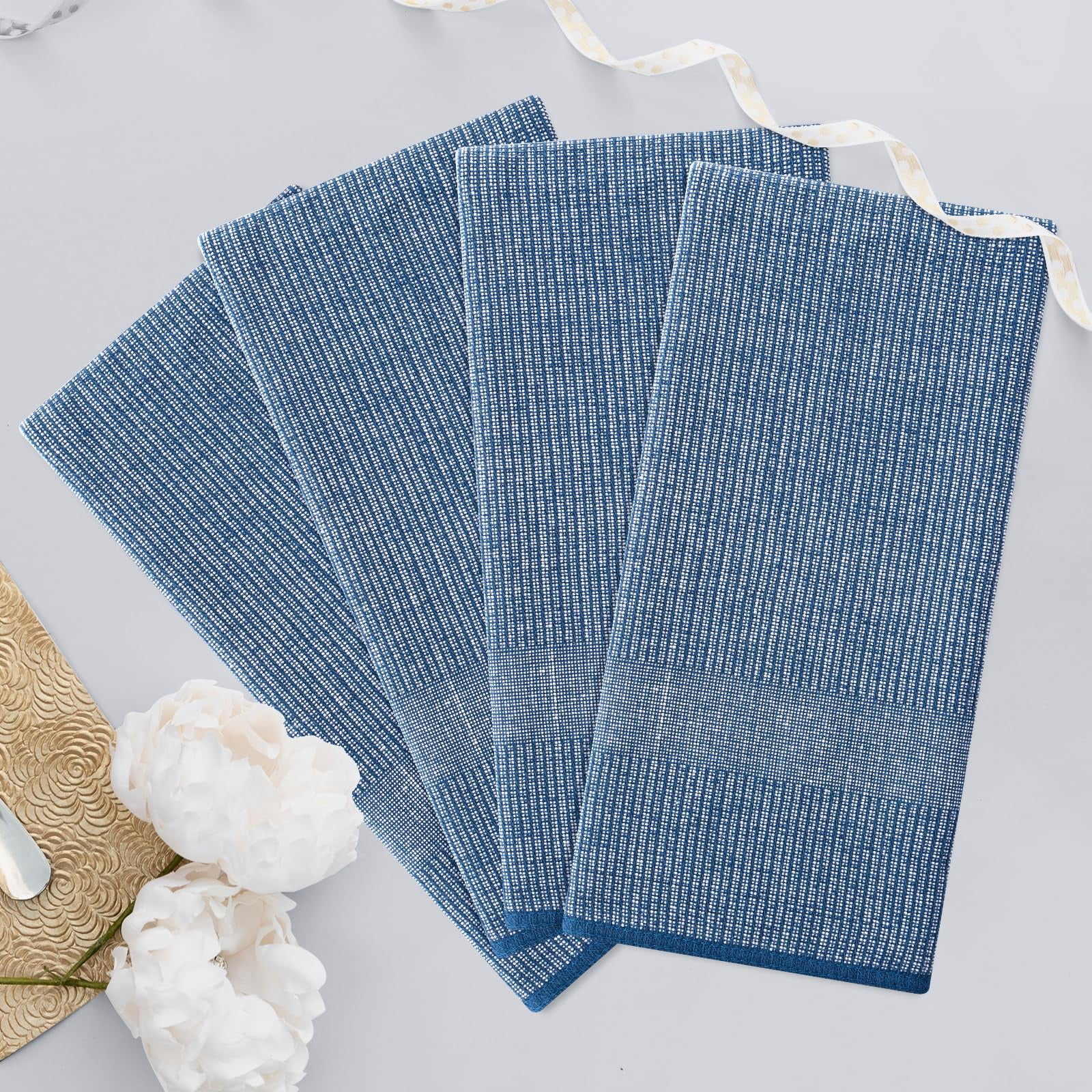 decorUhome Premium Kitchen Towels(18"x 28", 6 Pack), Large Cotton Kitchen Hand Towels, Navy Blue
