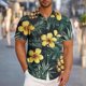 thumbnail image 2 of Mens Casual Manga Corta Botón Abajo Camisas Turndown Cuello Blusa de Impresión, Poliéster Ligero Top de la Moda para el Verano Al Aire Libre Y el Uso Diario, 2 of 6