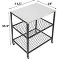 thumbnail image 3 of Stainless Steel Outdoor Grill Cart Pizza Oven Stand Trolley Table with Wheels Three-Shelf Movable Food Prep and Work Table Heavy Duty Grill Carts Outdoor Cart 31.5"×24"×35.5", 3 of 6