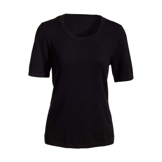Edwards Garment Chandail à Manches Courtes Col Rond pour Femmes, Noir, Xxxx-grand