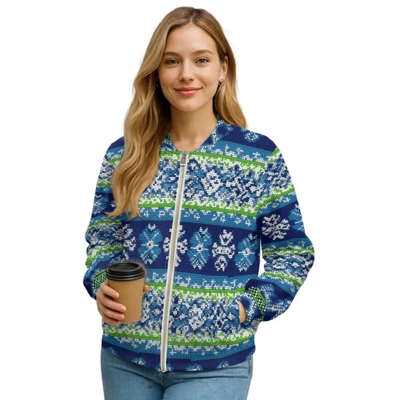 DISNIMO Aztec Style Printed Jackets for Women Long Sleeve Sweatshirts V Neck Outwear Fall Winter Clothes, S