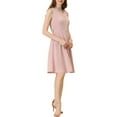 thumbnail image 4 of Allegra K Women's Solid Sleeveless V Neck Summer Midi Button Front Tie Waist Midi Dress, 4 of 6