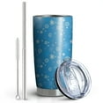 thumbnail image 2 of 20oz Tumblers Blue Christmas Snowflake Pattern Stainless Steel Vacuum Insulated Double Wall Travel Tumbler Cups Mug with Lid and Straw,Cleaning Brush for Cold & Hot Drinks, 2 of 7