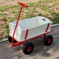 thumbnail image 2 of Lisonu Classic Wooden Wagon with Red Metal Frame, All-Terrain Pull Cart for Toys & Picnics, 260lbs Capacity, Heavy Duty Outdoor Hauler, 2 of 24