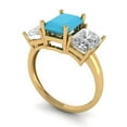 thumbnail image 2 of Three-Stone Engagement Ring for Women - 4ct Simulated Turquoise in 18K Yellow Gold Promise Ring, 2 of 6