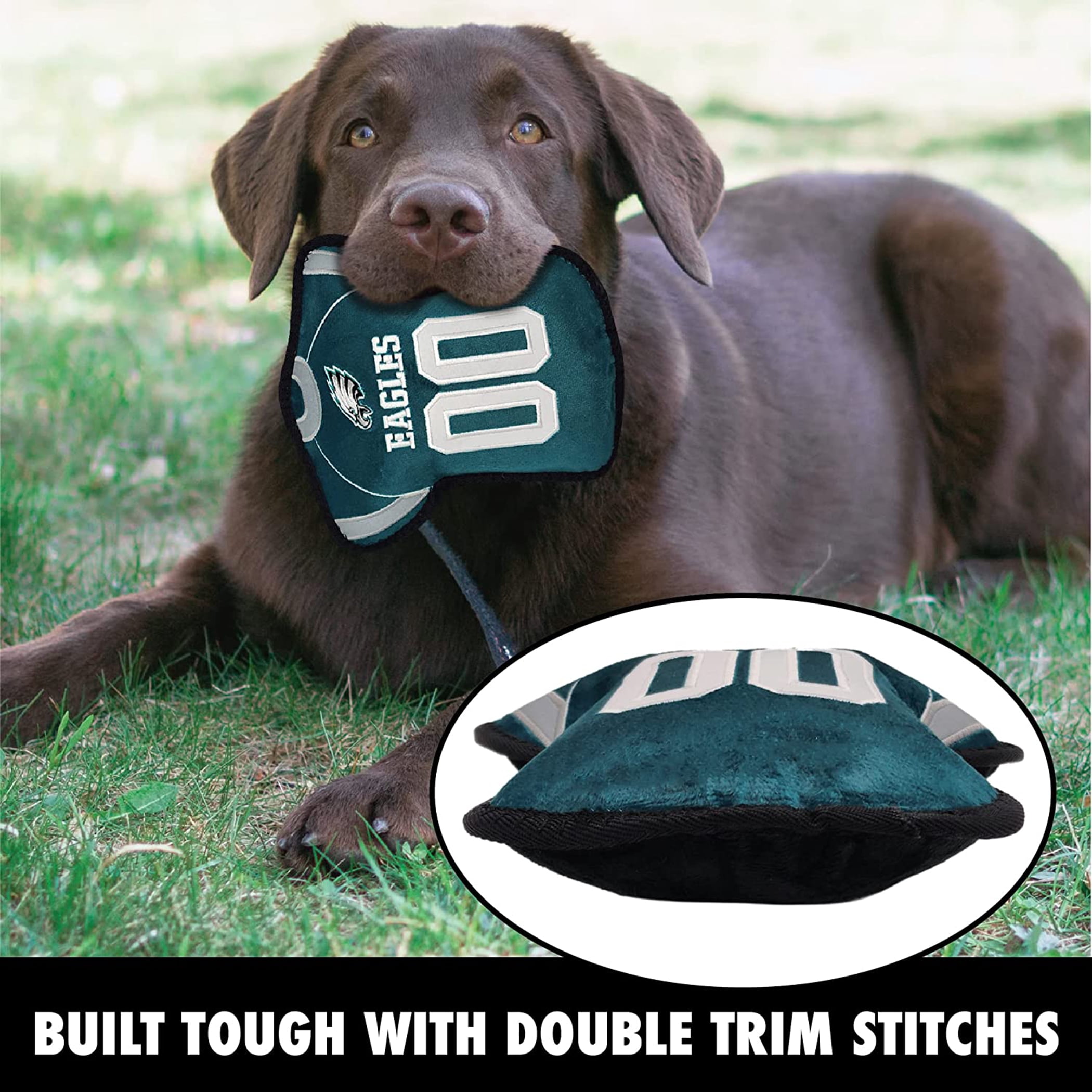 NFL Tough Jersey Pet Dog Toy Premium Quality with Built-in Squeaker Chew Toy