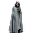 thumbnail image 1 of Casual mujer capa de invierno con capucha sin mangas cierre botón largo cabo traje cosplay Romacci Capa con capucha, 1 of 7