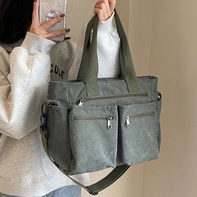 Maoww Sac à Bandoulière Classique pour Femmes avec Multi-Poches Rangement Quotidien Vert Militaire