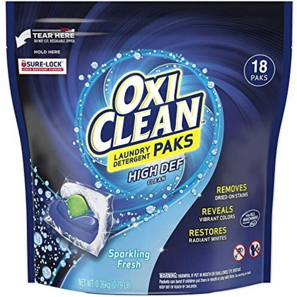 OxiClean High Def Clean Sparkling Fresh Laundry Detergent Paks, 18