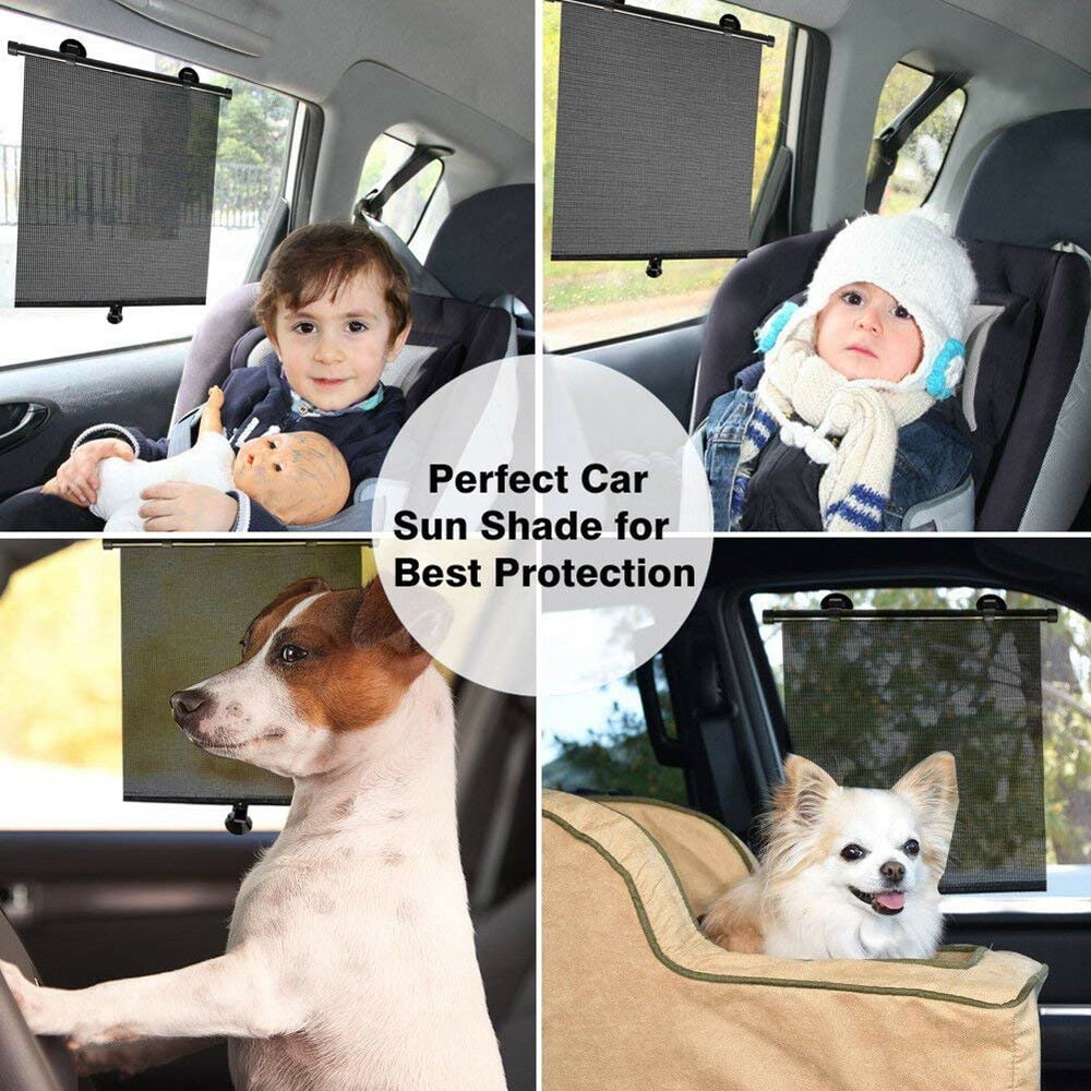 iClover 2 Pieces Car Window Shade for Baby Kids Car Sun Shade for Side  Window,Breathable Stretchy Mesh Car Rear Front Window Sunshade Heat Shield  Mosquito Blocker (39.4x19.1) 