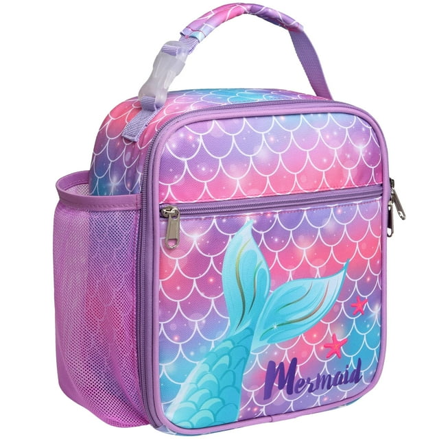 Bolsa Térmica para Lonchera Infantil Bagseri Rosa y Morado con Diseño de Sirena