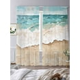 thumbnail image 3 of Abstract Beach Waves Sheer Curtains 108 Inches Long 2 Panels Retro Watercolor Blue Ocean Light Filtering Semi Sheer Window Curtains Drapes for Bedroom Living Room 52"x108", 3 of 7