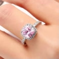 thumbnail image 2 of Pink/White Princess Cut White CZ Wedding Band 925 Silver Women's Ring Size 6-10, 2 of 7