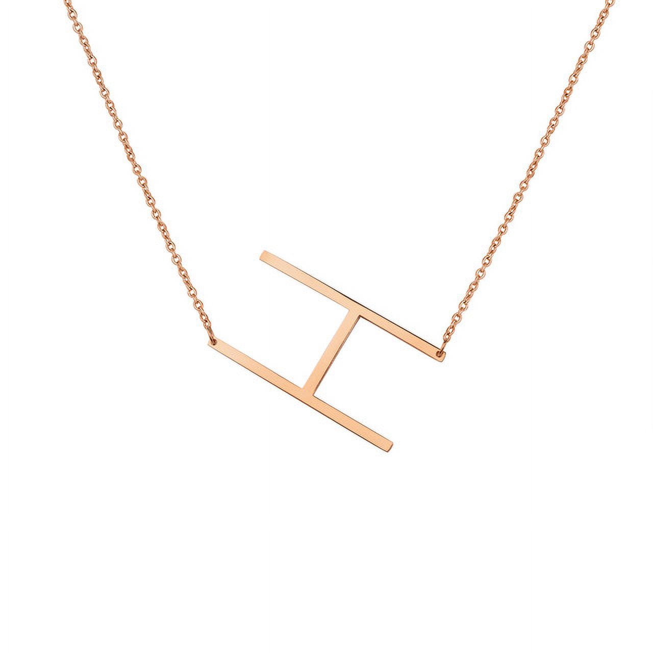 Personalized Initial Letter Necklace with Custom Engraving - Custom Initial Necklace - Oversized Letter Necklace - Sideways Initial Necklace for Women - Gift for Her - Jewelry Gift Set