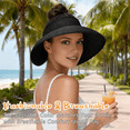 thumbnail image 4 of Sun Hats Visor for Women, UV UPF Straw Beach Hat Foldable Wide Brim Ponytail Summer Hats Packable Travel-Black, 4 of 5