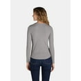 thumbnail image 2 of No Boundaries Ribbed Crewneck Tee with Long Sleeves, 1 or 2-Pack, Women's & Women's Plus XXS-XXL, 2 of 5