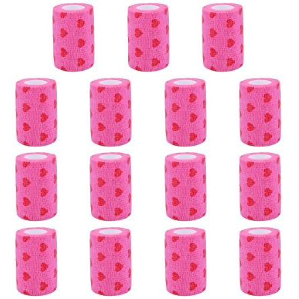 Heart Rolls Vendajes Cintas elásticas prácticas para heridas para mascotas Animal (L) Rose Red Red