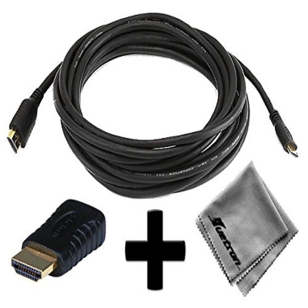 nikon d7000 compatible 15ft hdmi to hdmi mini connector cable cord plus hdmi male to hdmi mini female adapter with huetron microfiber cleaning cloth