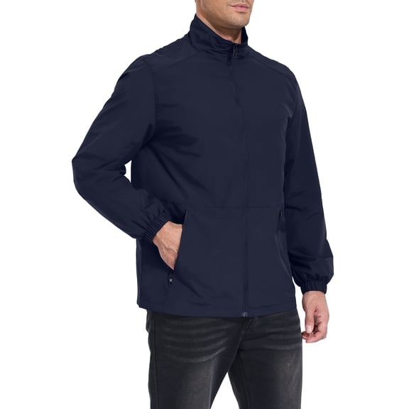 Iceglad Men's Lightweight Full-Zip Windbreaker Athletic Jacket with Pockets – Size Up Recommended