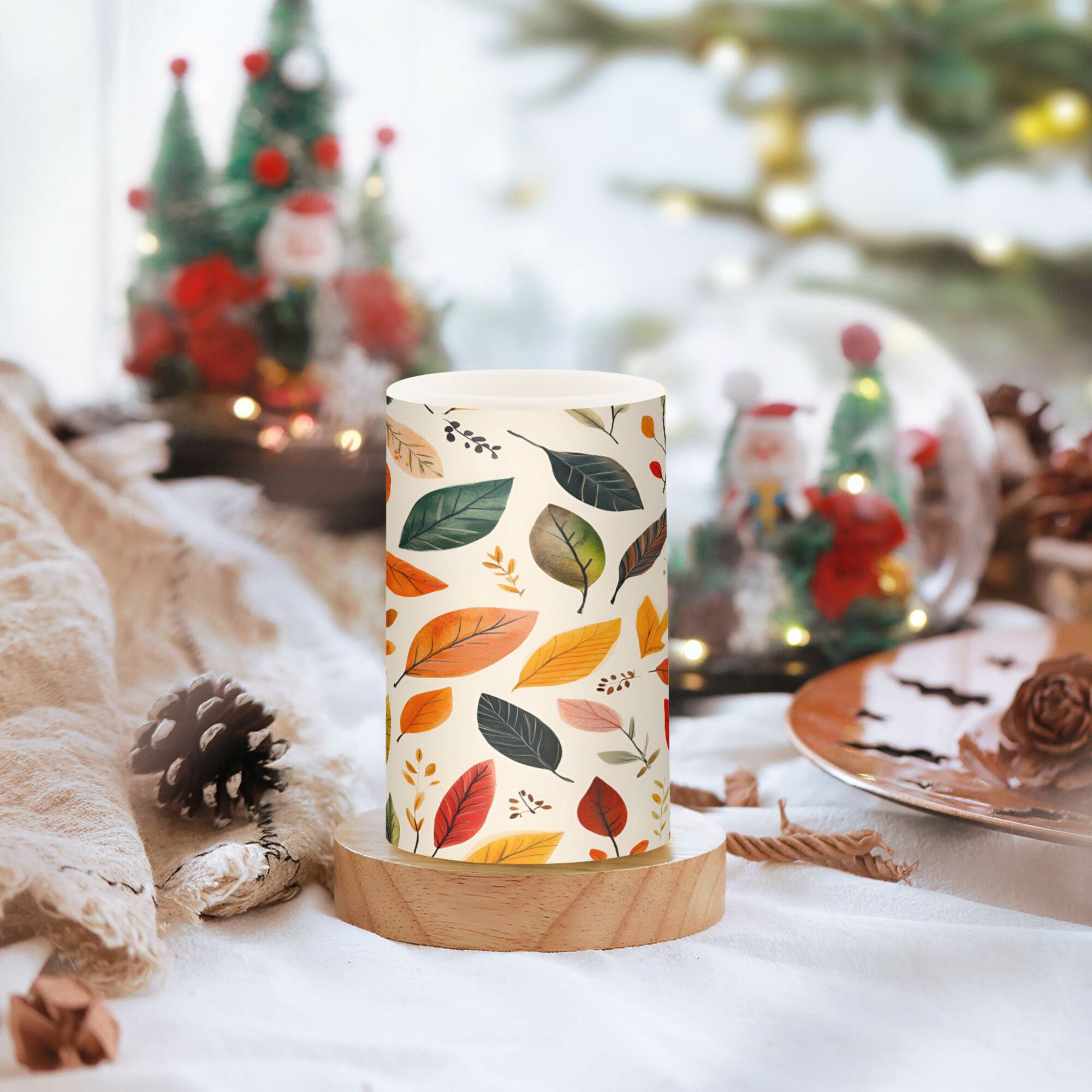 Yayeee Flameless Candles with Remote Flickering Battery Operated Multi Color Changing, Colorful Leaves