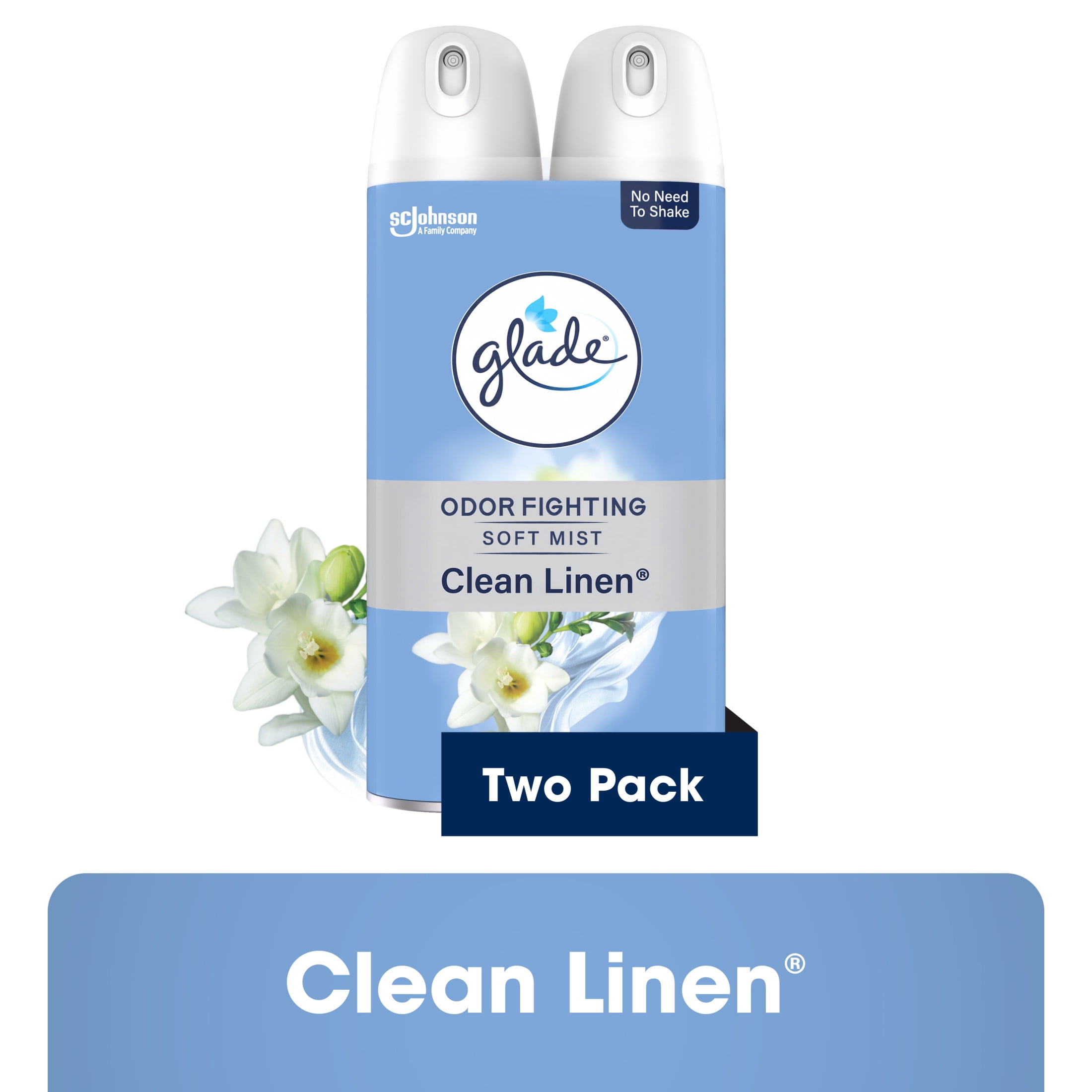 (6 pack) Glade Air Freshener Spray, Clean Linen Scent, Fragrance Infused with Essential Oils, 8 oz, 2 Pack