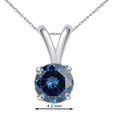 thumbnail image 2 of Mauli Jewels Engagement Necklace for Women 0.40 Carat Round Blue Diamond Solitaire Pendant 4-prong 14K White Gold|Silver Chain, 2 of 4