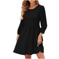 thumbnail image 1 of Birdeem Dresses for Women Womens Fashion Fallow Solid Color Round Neck Pockets Dresses, 1 of 12