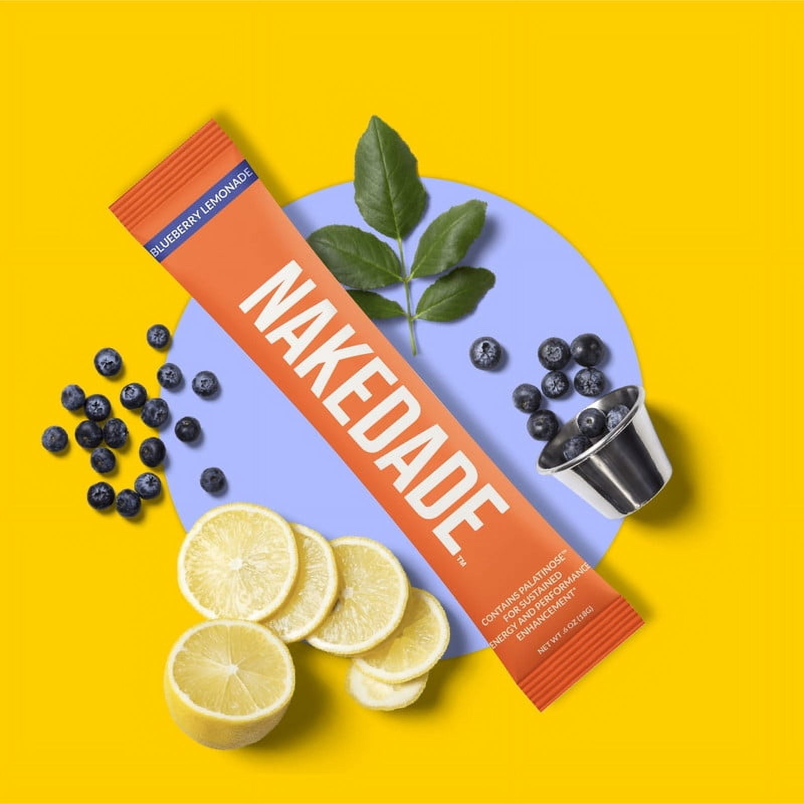 Nakedade – Performance Enhancing Sports Drink Powder - Blueberry Lemonade Electrolyte Powder – No GMOs or Artificial Sweeteners, Gluten-Free, Soy-Free, Dairy-Free – 16 Sticks
