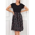 thumbnail image 3 of Women's Nursing Dress Summer Short Sleeve Patchwork Pregnancy Clothes with Pockets,Large, 3 of 9