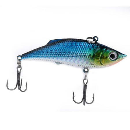 FloreceBien 8cm Black Back & Blue Body Topwater Floating Fishing Hard Lure Bait With Triple Hooks (#2)