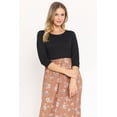thumbnail image 2 of Black 3/4 Sleeve Contrast Vintage Caramel Floral Maxi Dress, 2 of 6