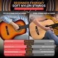 thumbnail image 5 of Pyle Kit de guitarra acústica para principiantes, 3/4 tamaño junior, instrumento de madera para niños, adultos, 36 pulgadas Sun Burst, 5 of 5