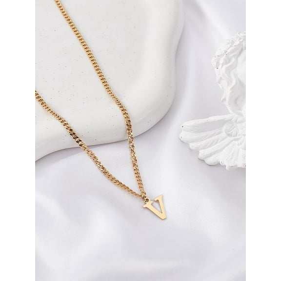 Gold Dainty Alphabet Pendant Necklace Capital Letter Pendant Necklaces for Women Gifts diy Letter V