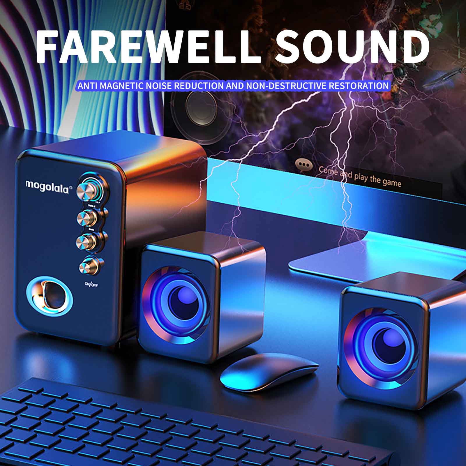 SKDOGDT Computer Speaker, Compact Size Speaker with Headphone Jack, Enhanced Bass and Volume Control, Stereo Aux Multimedia Speakers for Laptop/Desktop/Tablets/Phone