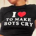 thumbnail image 2 of (Con vídeo) Camiseta negra M street style corta con ombligo al descubierto i para hacer llorar a los niños camiseta con estampado de letras nuevo básico versátil casual top de punto de manga corta, 2 of 7