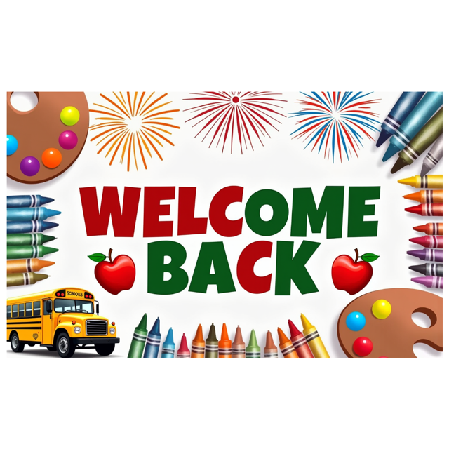 Welcome Back Banner for Office School Decorations with Balloons Colorful Pencils Party Supplies and Festive Backdrop for Event Celebration Classroom Decor