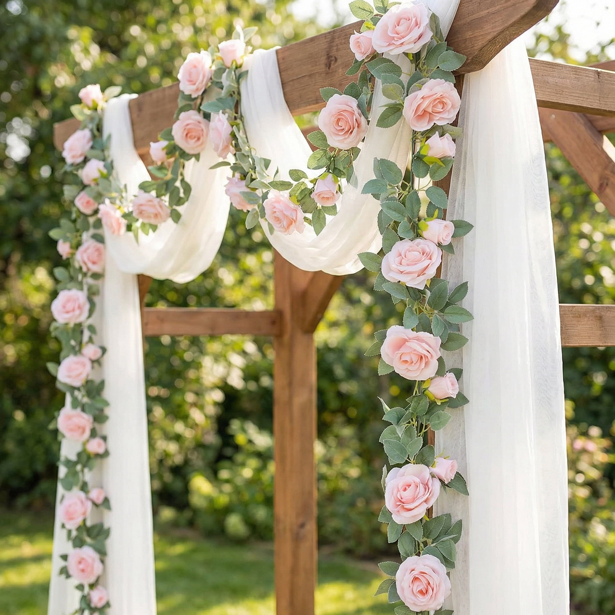 Unique Bargains Artificial Eucalyptus Garland Faux Flower Vine Rose Pink 71inch