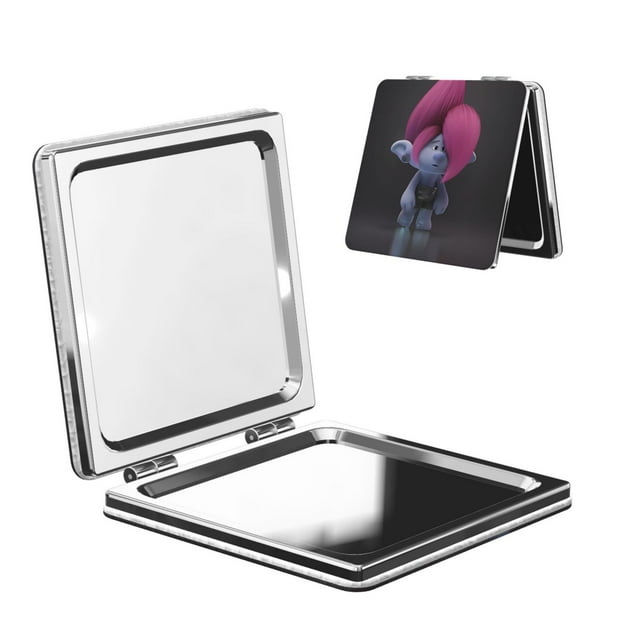 Zufioo Trolls Band Together for Portable Pocket Makeup Mirror, Foldable Handheld Magnifying Beauty Mirror Suitable for Wallet Handbag for Women-Square