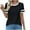 Black#, variant on Womens Summer Tops Crew Neck Short Sleeve Pleated Front T-shirts Casual Loose Gradient Color Tees Blouse