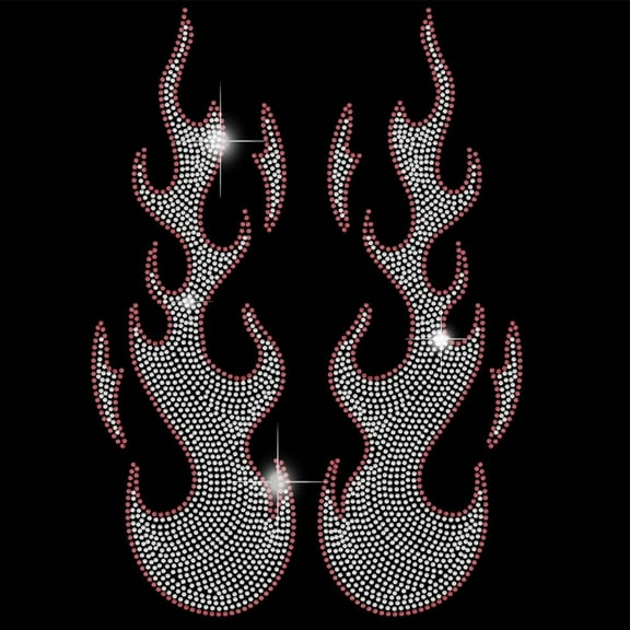 1 pc Flame Bling Rhinestone Iron on Transfers White Flame Rhinestone Iron on Hotfix Transfer Decal Crystal Rhinestone Template Applique Repair Transfer Bling DIY Designs 21×29.7cm