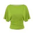 thumbnail image 5 of CUSTG Women Elegant Batwing Sleeve Solid Color Round Neck T-Shirt For Casual Everyday Wear Trendy Female Summer Tops, 5 of 6