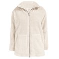 thumbnail image 4 of Kids Winter Jacket Double Zipper Sherpa Fleece Coat Boys Girls Fuzzy Fluffy Overcoat Outerwear with Pockets (5-6 Years, White), 4 of 6