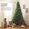 thumbnail image 2 of Best Choice Products 9ft Pre-Decorated Holiday Christmas Tree for Home, Office, Party Decoration w/ 2,028 PVC Branch Tips, Partially Flocked Design, Pine Cones, Metal Hinges & Base - Green/White, 2 of 5
