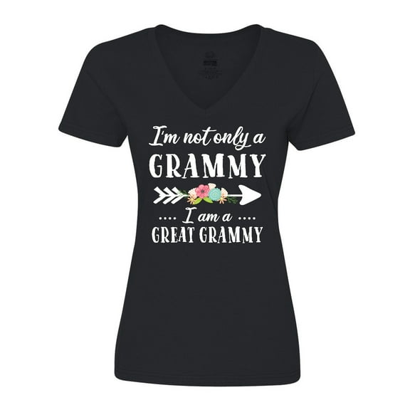 Inktastic I'm Not Only a Grammy I'm a Great Grammy with Flowers Women's V-Neck T-Shirt