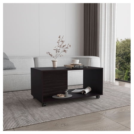 Denton Coffee Table, 4 Wheels, 1 Shelf