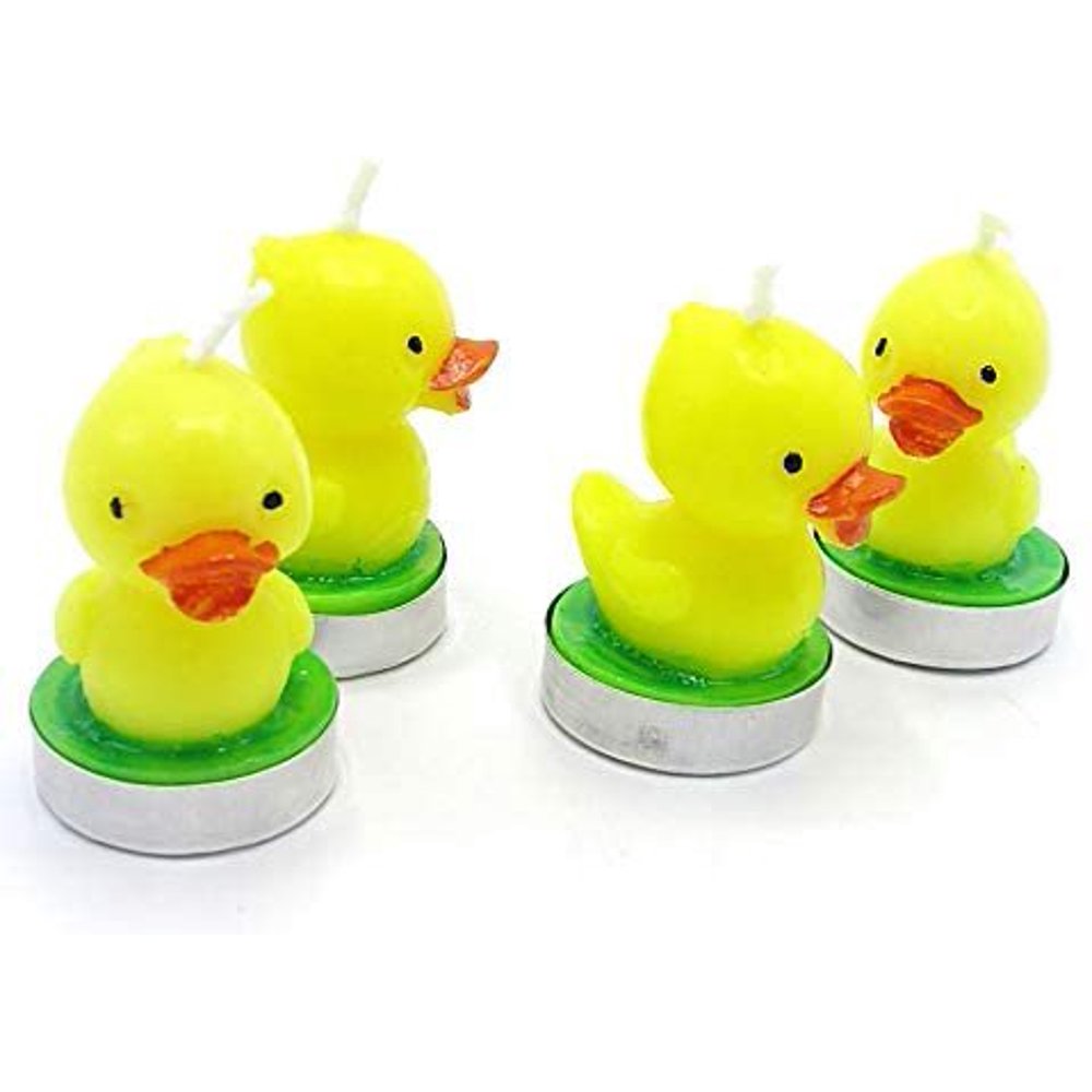 Duck candle 2 inch tea light yellow rubber burns for 1 hr, party & baby