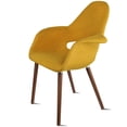 thumbnail image 6 of 2xhome Set of 2 Mid Century Modern Upholstered Fabric Organic Accent Living Room Dining Arm Chairs with Dark Natural Wooden Legs, Mustard Yellow, 6 of 8